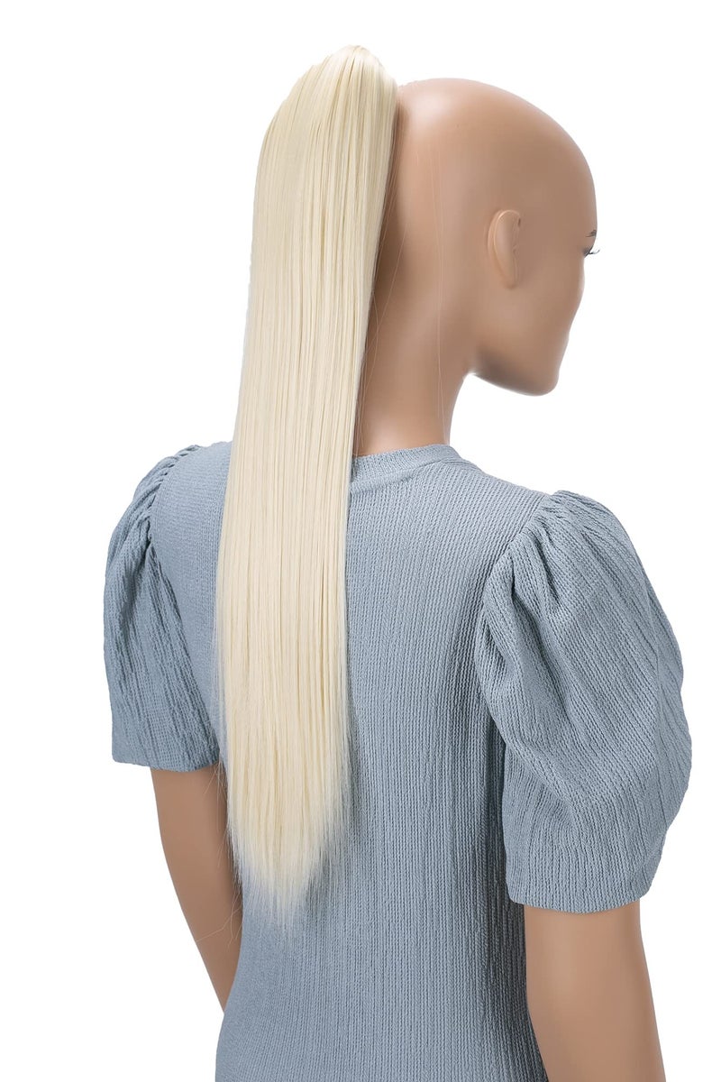 CAISHA 24" Hairpiece Ponytail Clip On Extension Long Hair Straight Platinum Blonde H618 - Image 1
